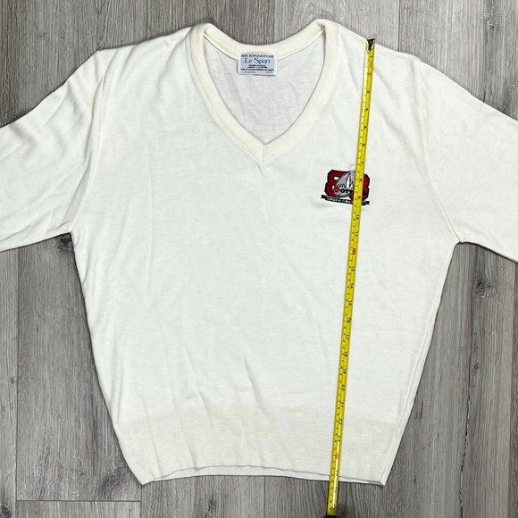 Vintage 1988 76th Grey Cup Ottawa Le Sport Acrylic Cream Medium V-Neck Sweater - Picture 6 of 8
